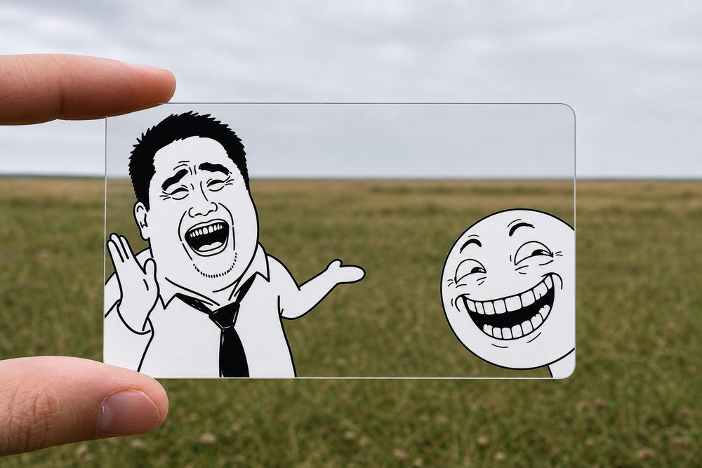 Check This Out transparent meme card in use