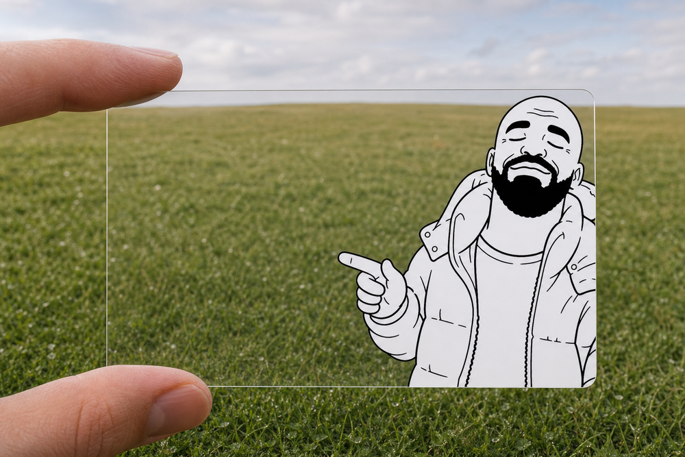 Drake Approves transparent meme card in use